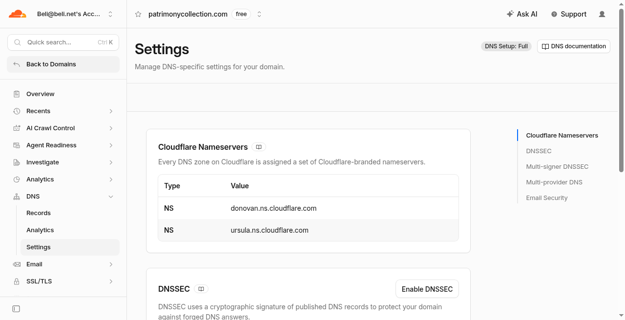 Cloudflare nameservers to set at your registrar