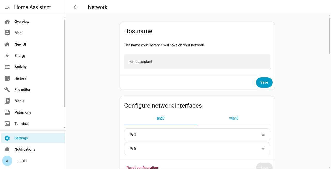 Home Assistant → Settings → System → Network