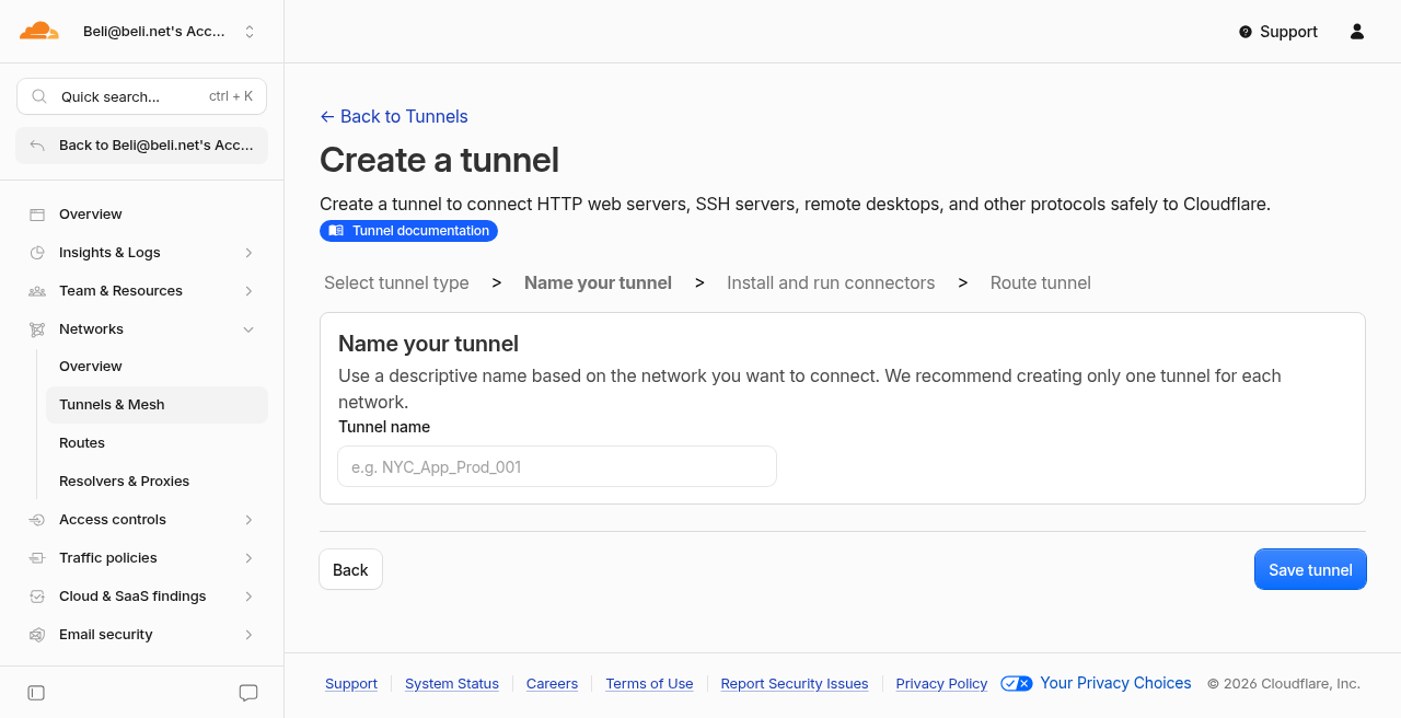 Create a Cloudflare Tunnel (advanced)